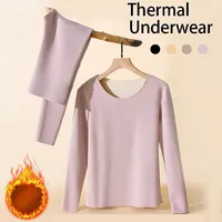 Sous-vêtement thermique à manches longues pour femmes, optique sans couture, double couche, lingerie chaude, vêtements de nuit d'hiver, ensemble de 2 pièces, 602 1